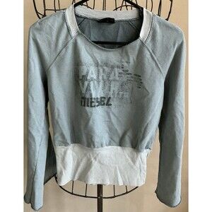 Diesel Women’s Gray Sweatshirt Distressed Worn-in Look Colorblock Size Small
